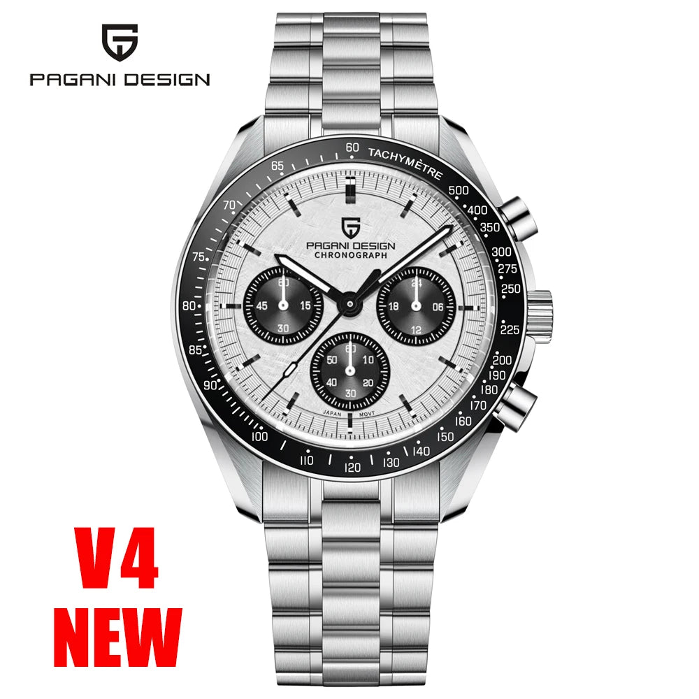 PAGANI DESIGN V5 Moon Men's Watch – Luxury Quartz Chronograph, Waterproof, Stainless Steel, 2026