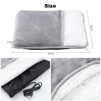 Raugee USB Electric Foot Warmer Mat – Portable Wearable Soft Foot Heating Pad for Home, Winter Warmth