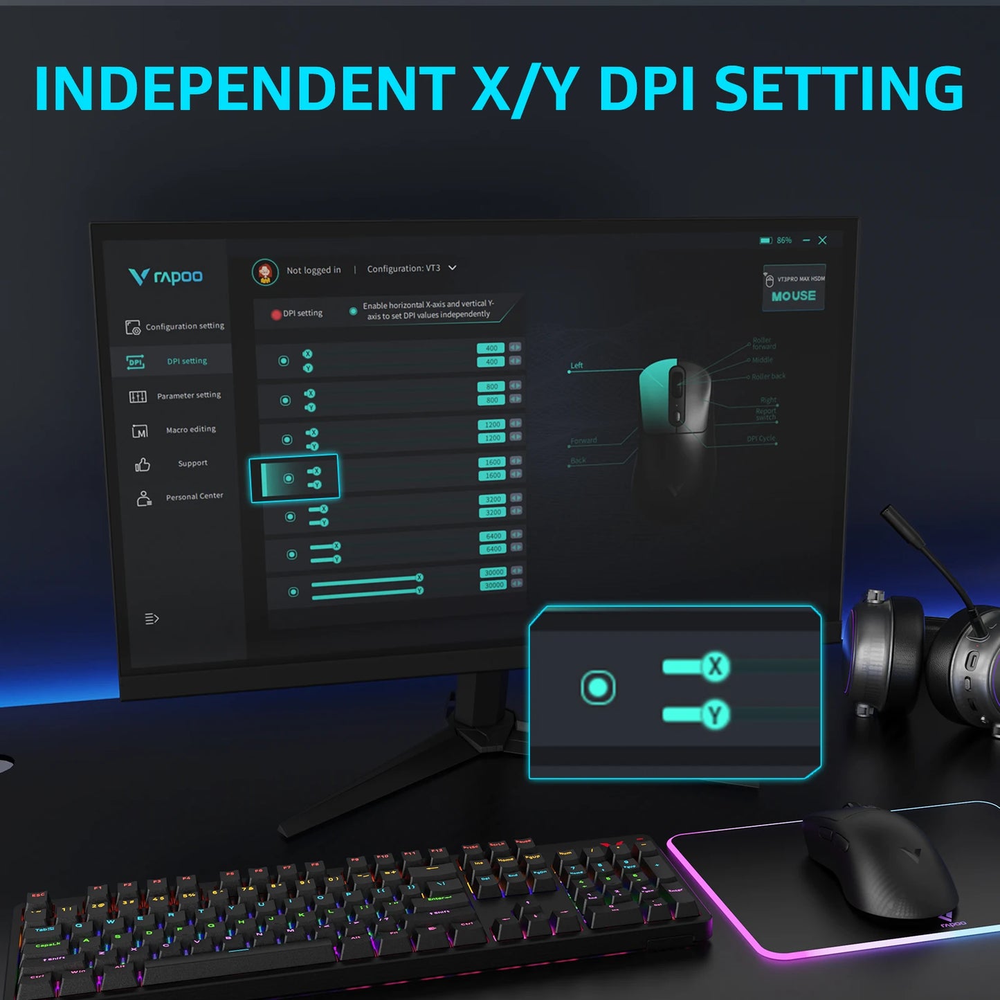 Rapoo VT3 GEN-2 Wireless Gaming Mouse – 53g, 8KHz, 26000DPI, 10 Buttons