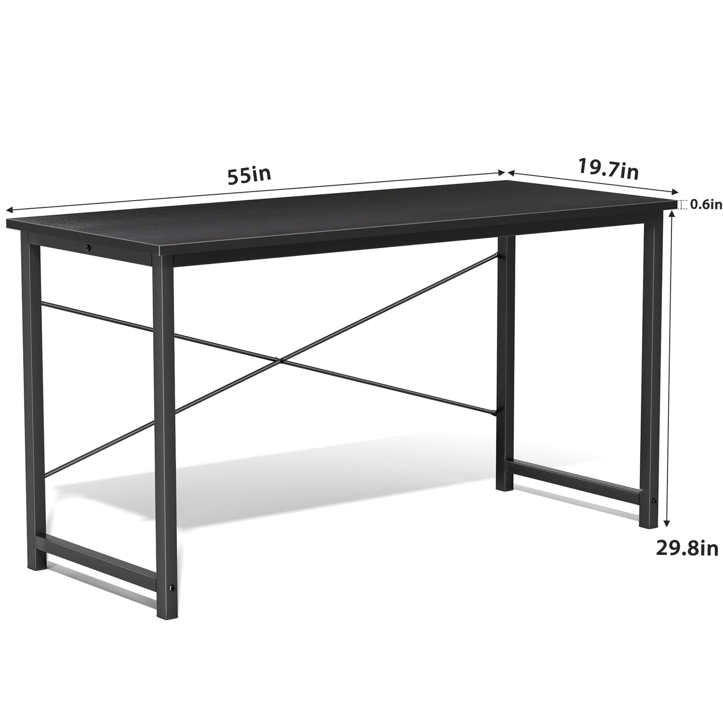 JHK Computer Desk | 5 Sizes, Modern Metal Frame & Wood Top