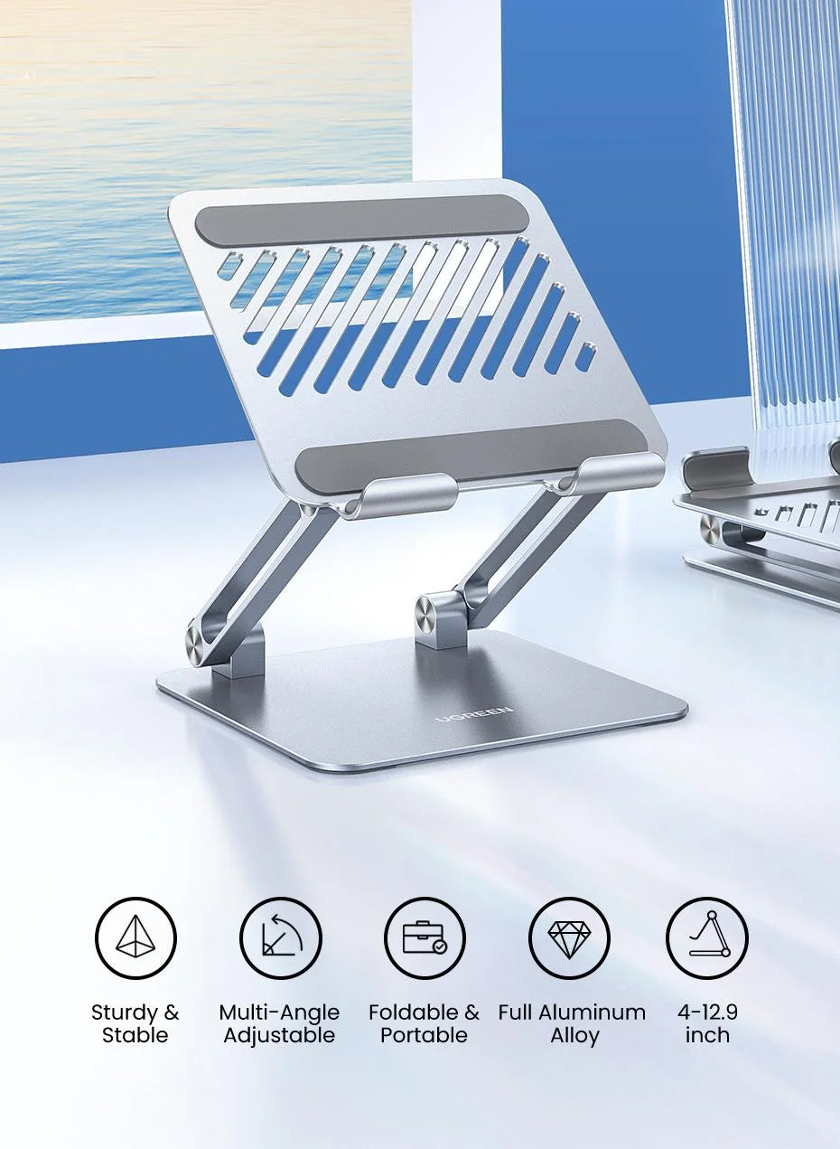 UGREEN LP134 Aluminum Tablet & Phone Stand – Adjustable Desk Holder for iPad, iPhone, Xiaomi & Laptops