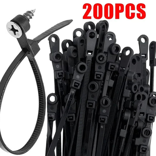 Self-Locking Nylon Cable Ties with Screw Hole Mount 100–200pcs