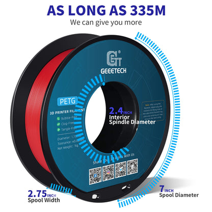 GEEETECH PETG 3D Printer Filament – 1.75mm, 1KG, Vacuum Packaging, Tangle-Free