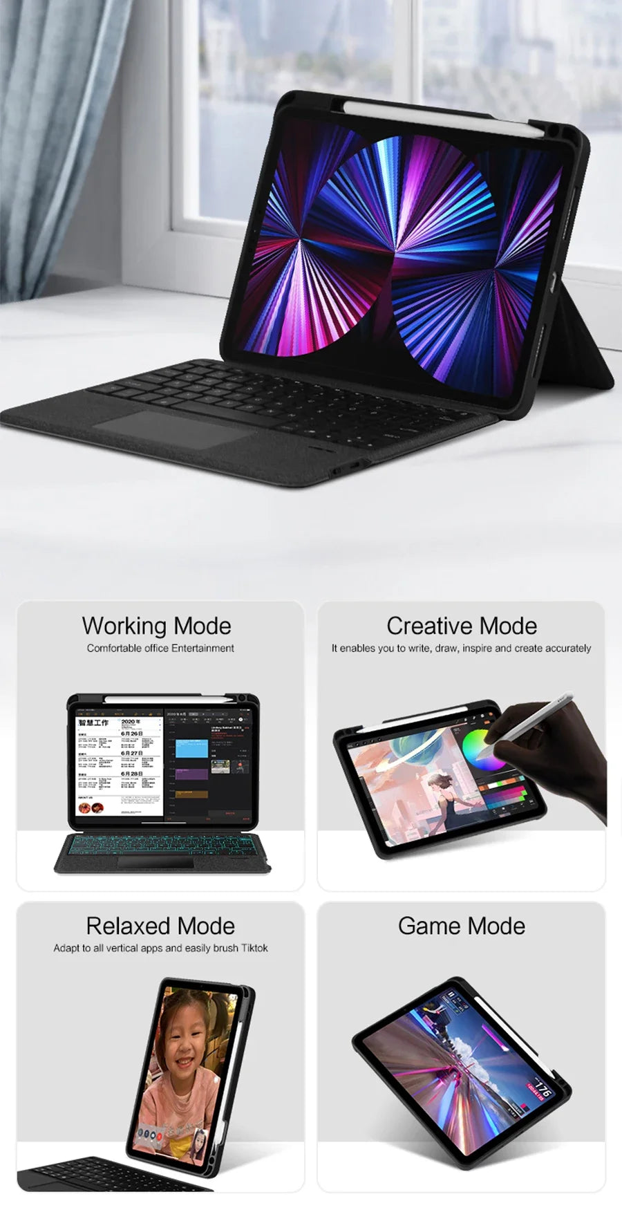 Magic Keyboard Case for iPad – Trackpad, Backlight, Air/Pro/10th-11th Gen
