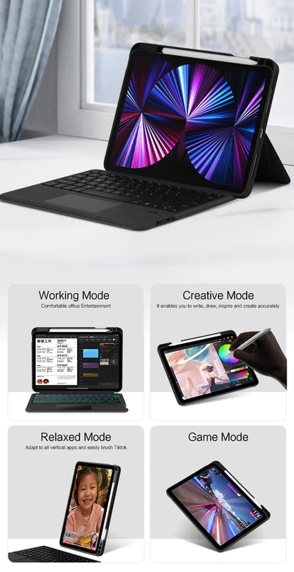 Magic Keyboard Case for iPad – Trackpad, Backlight, Air/Pro/10th-11th Gen