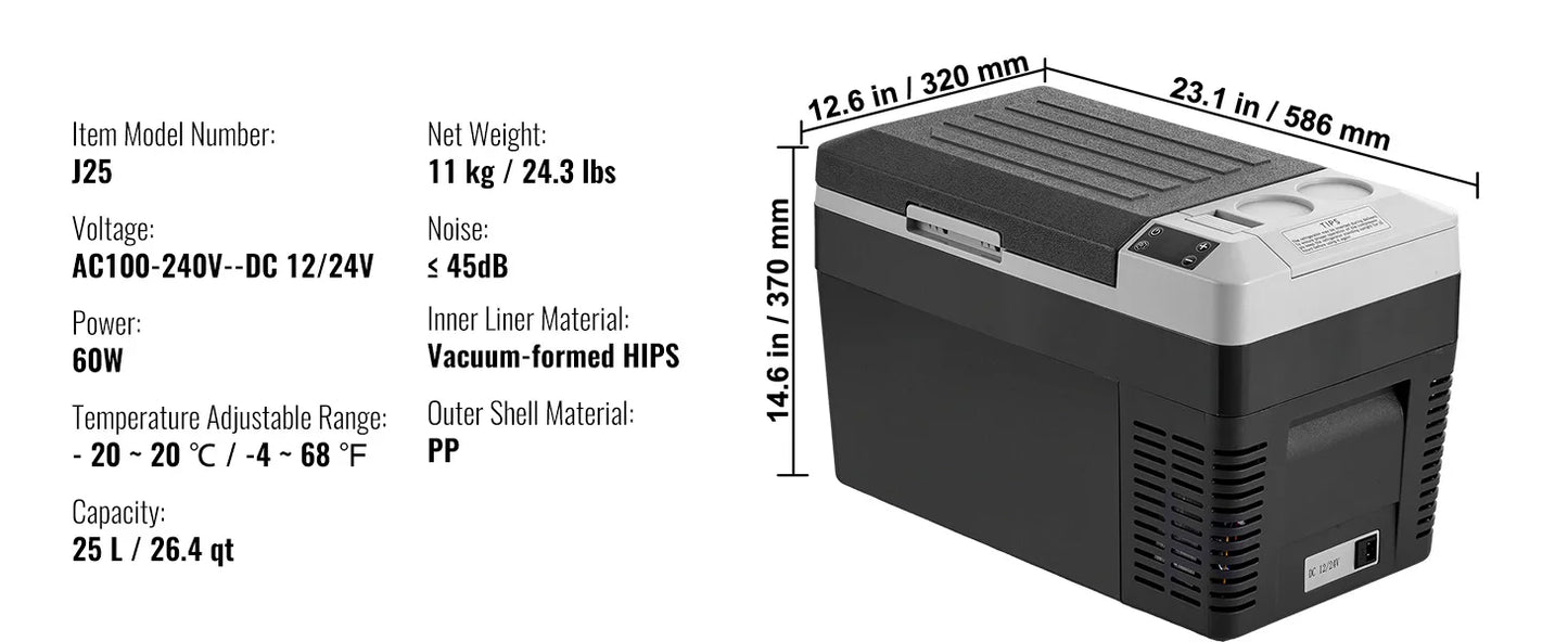 SucceBuy Portable Car Refrigerator & Freezer | 20–55L | DC 12V/24V & AC 110-240V | EU Stock