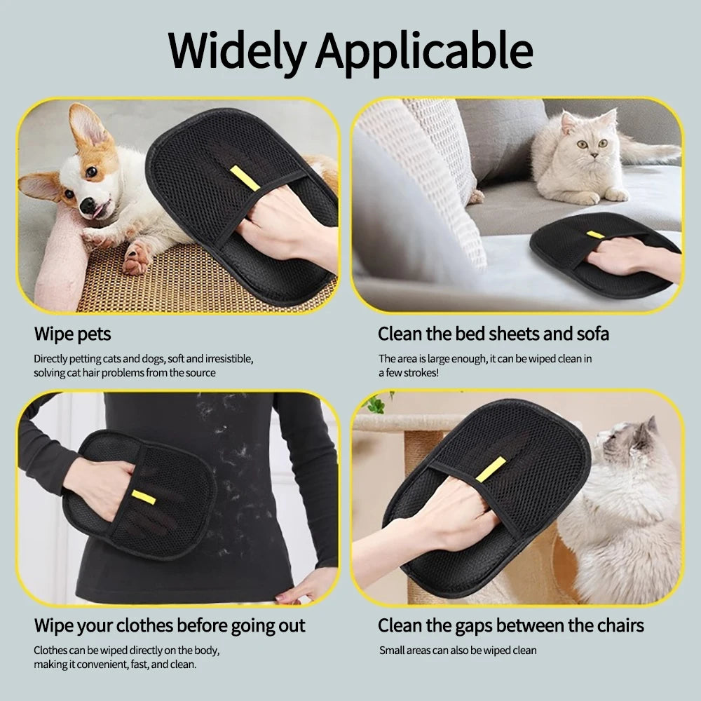 Double-Sided Pet Hair Removal Gloves | Reusable Lint & Fur Cleaner for Dogs & Cats