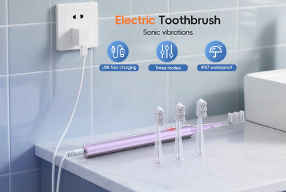 Electric Toothbrush & Water Flosser Combo – 3 Pressure Modes, 6 Jet Tips, 4 Brush Heads, 300ml Tank