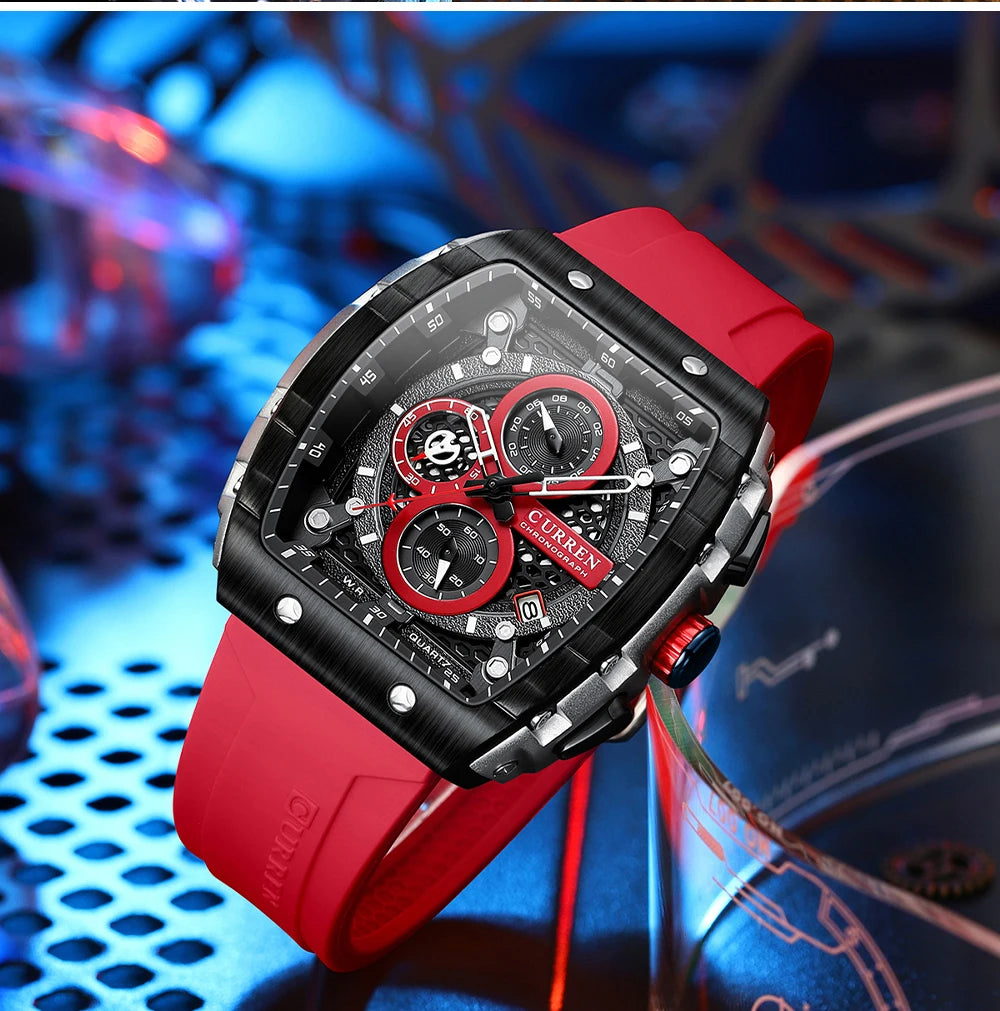 CURREN Men's Fashion Watch – Unique Square Design, Luxury Quartz Sport, Waterproof