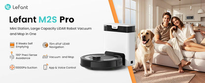 Lefant M2S Pro Robot Vacuum Cleaner – 10,000Pa, 240 Min, DTOF Laser Navigation, Auto-Empty, Ideal for Pet Hair