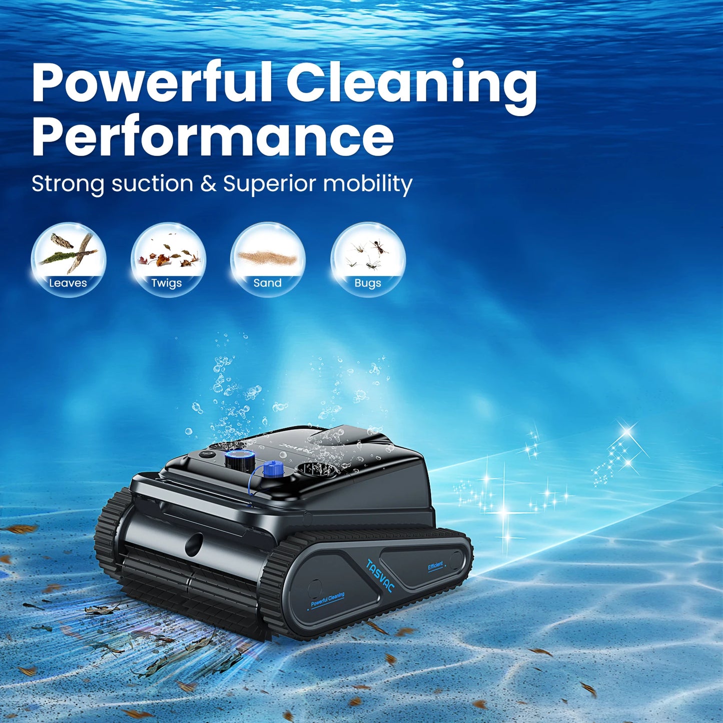 Cordless Robotic Pool Cleaner | 4 Motors, Wall & Waterline Cleaning, 300min Battery, Inground Pools