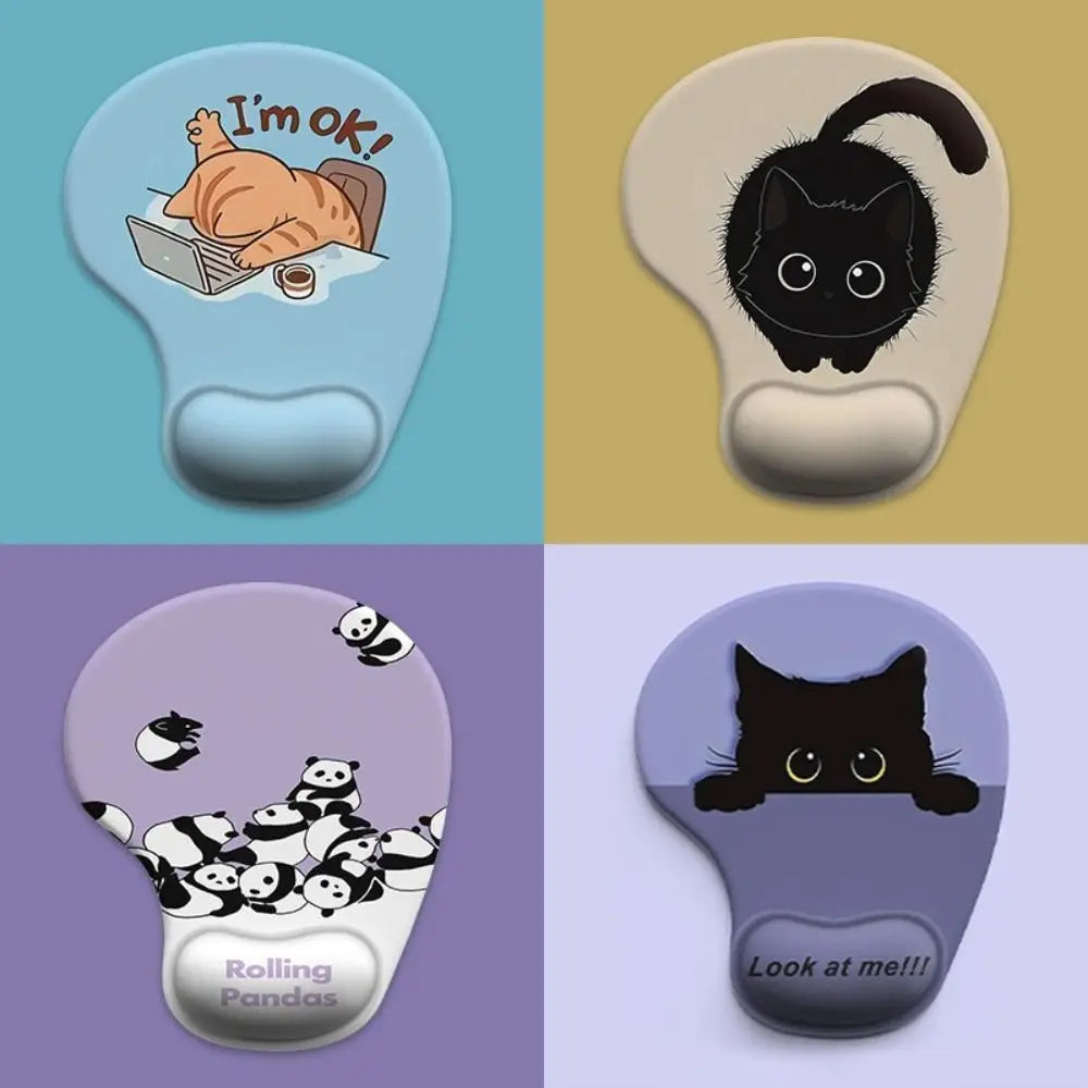 Cartoon Animal Mouse Pad with Wrist Rest – Non-Slip Silicone, Ergonomic, Cute Design