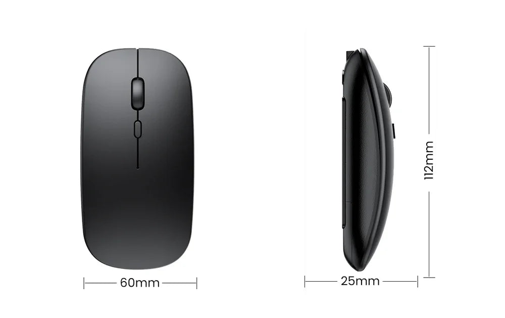 Wireless rechargeable Bluetooth computer mouse by R.E.D. Shopping, ergonomic mini design with silent buttons and optical tracking.