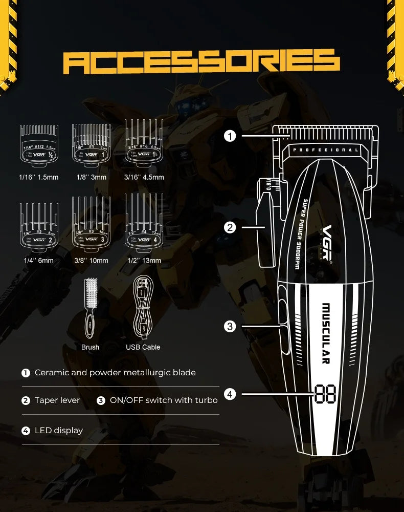 VGR Professional Hair Clippers | 9000 RPM | V-285 & V-003 | Cordless Barber Trimmer