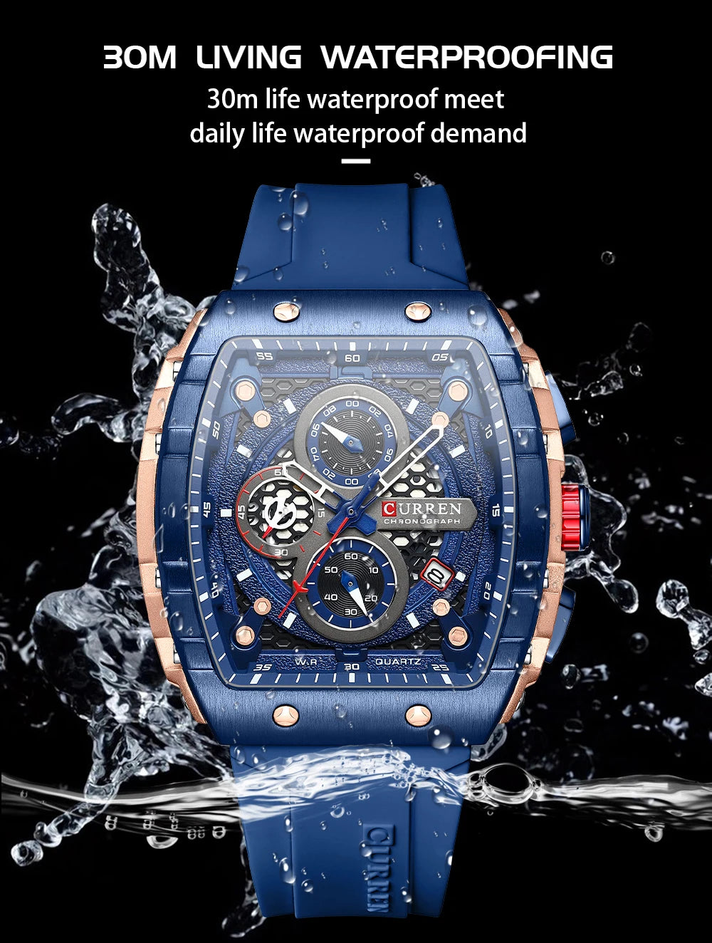 CURREN Men's Fashion Watch – Unique Square Design, Luxury Quartz Sport, Waterproof
