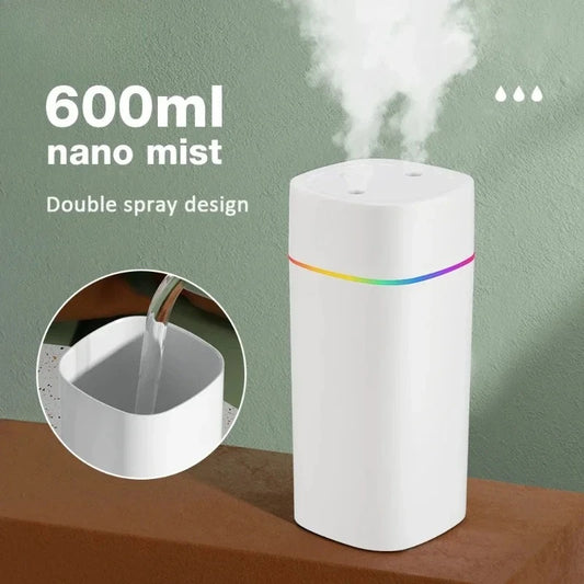 Air Humidifier Double Spray – Aromatherapy, Colorful LED, Heavy Fog, Mute