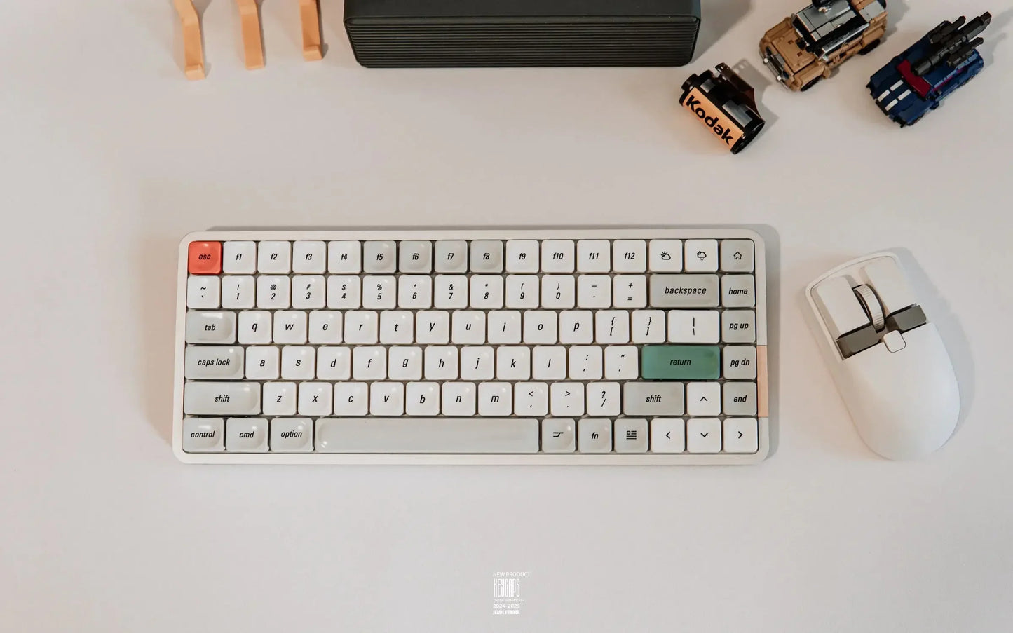 LCK Theme Low Profile PBT Keycap Set – Retro Gray, Custom Office & Gaming Keyboard Caps