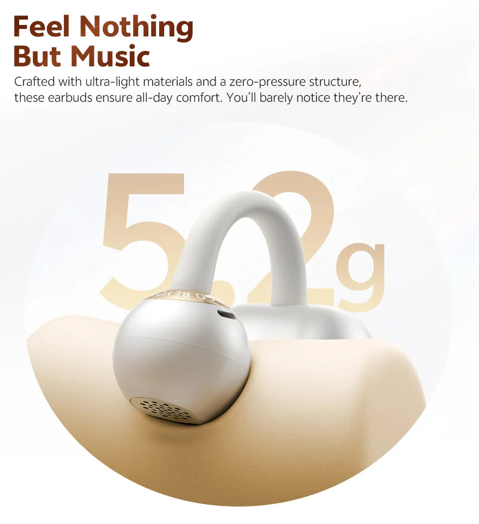 QCY Crossky C50 Open-Ear Clip-On Wireless Earbuds – Bluetooth 6.0, 4 AI Mics, Bass Boost, 60Hrs