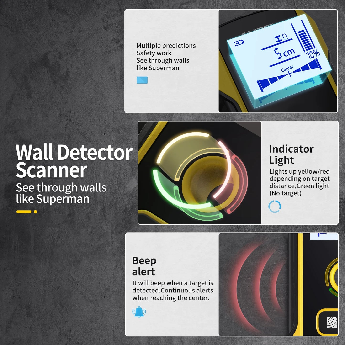 FNIRSI Wall Scanner – Metal Detector for AC Cables, Wires & Wood Studs