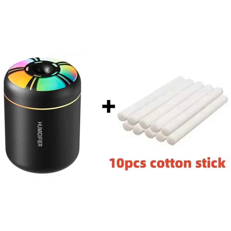 Searide Mini USB Humidifier – 180ml Ultrasonic Aroma Diffuser, Color LED, Touch Control, for Car, Home & Bedroom
