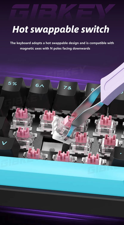 GIBKEY Magnetic Axis Gaming Mechanical Keyboard – 68-Key, 8K Return Rate, RGB, Hot Swap