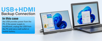 Amoudo 15.6" Portable Monitor – 1080P IPS, USB-C, Mini HDMI, VESA, Penhole Stand