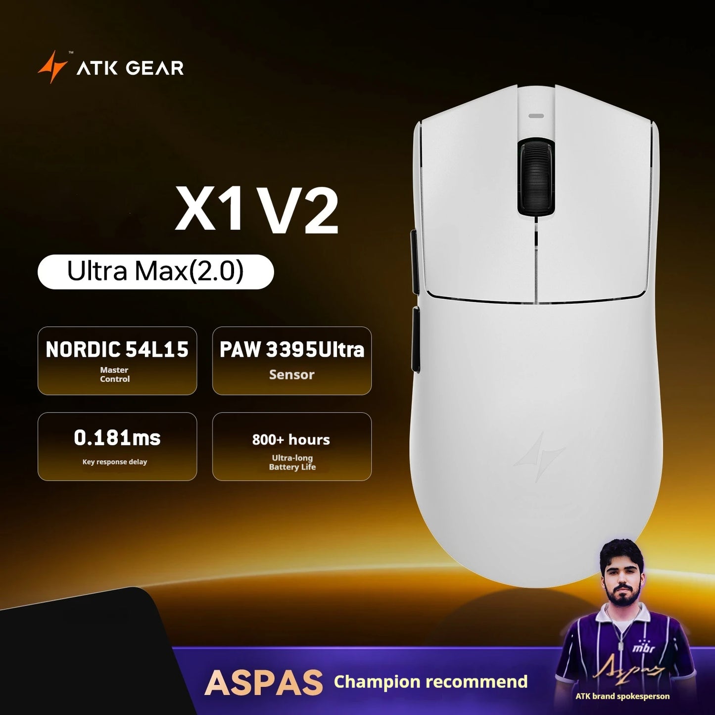 ATK X1 V2 Ultimate 2.0 Wireless Gaming Mouse – PAW3950 Sensor, 750 IPS, 54g Lightweight