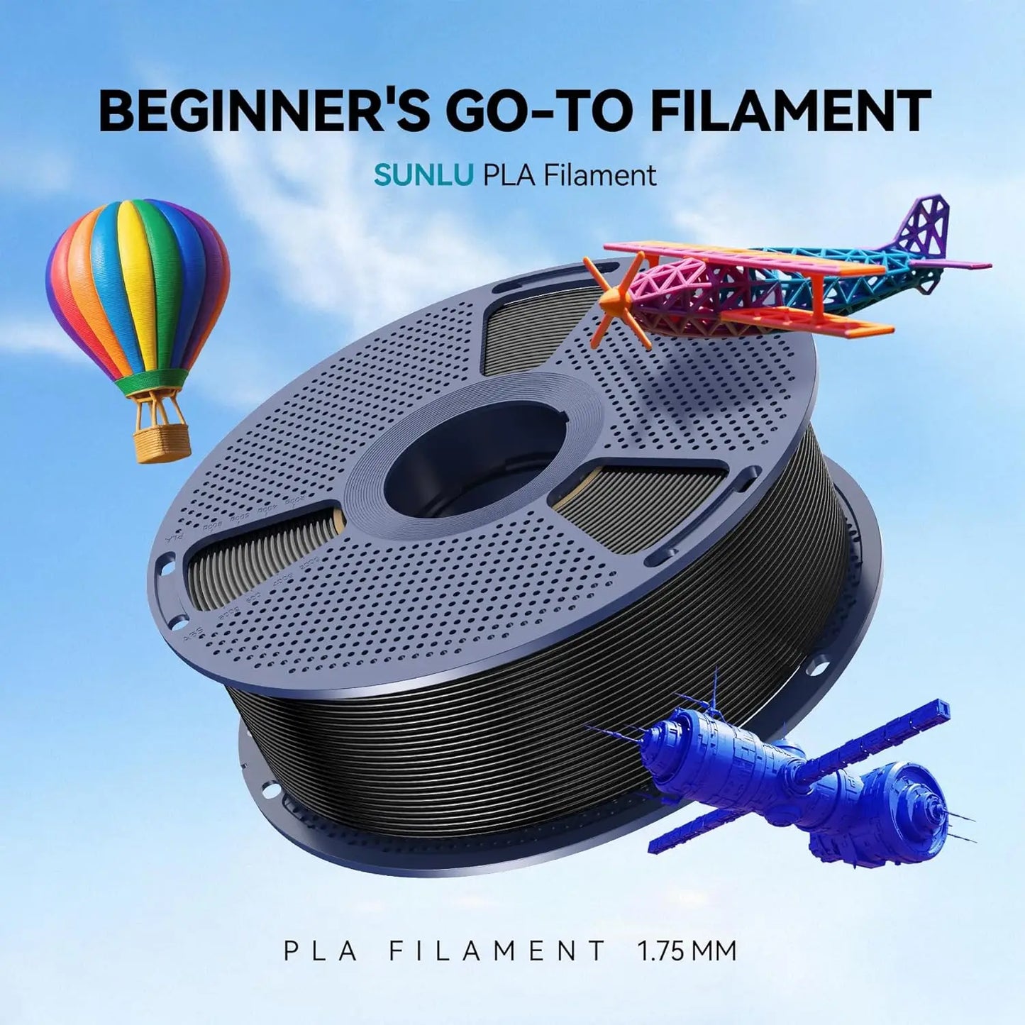 SUNLU 3D Printer Filament – 10 Rolls 1.75mm PLA / PETG / PLA+, 1KG Each, EU & US Warehouse