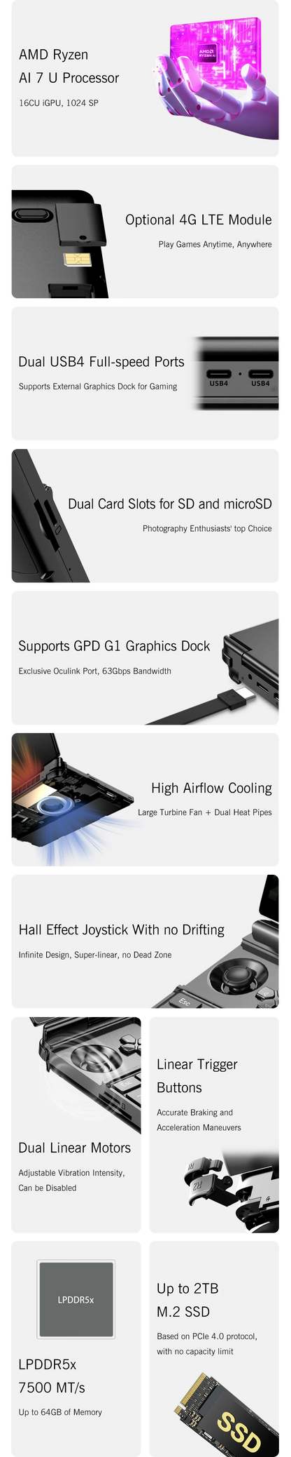 GPD WIN Max 2 2025 10.1" Gaming Laptop | AMD Ryzen 7 8840U | 32GB DDR5 | Up to 2TB NVMe | 4G LTE | Win 11
