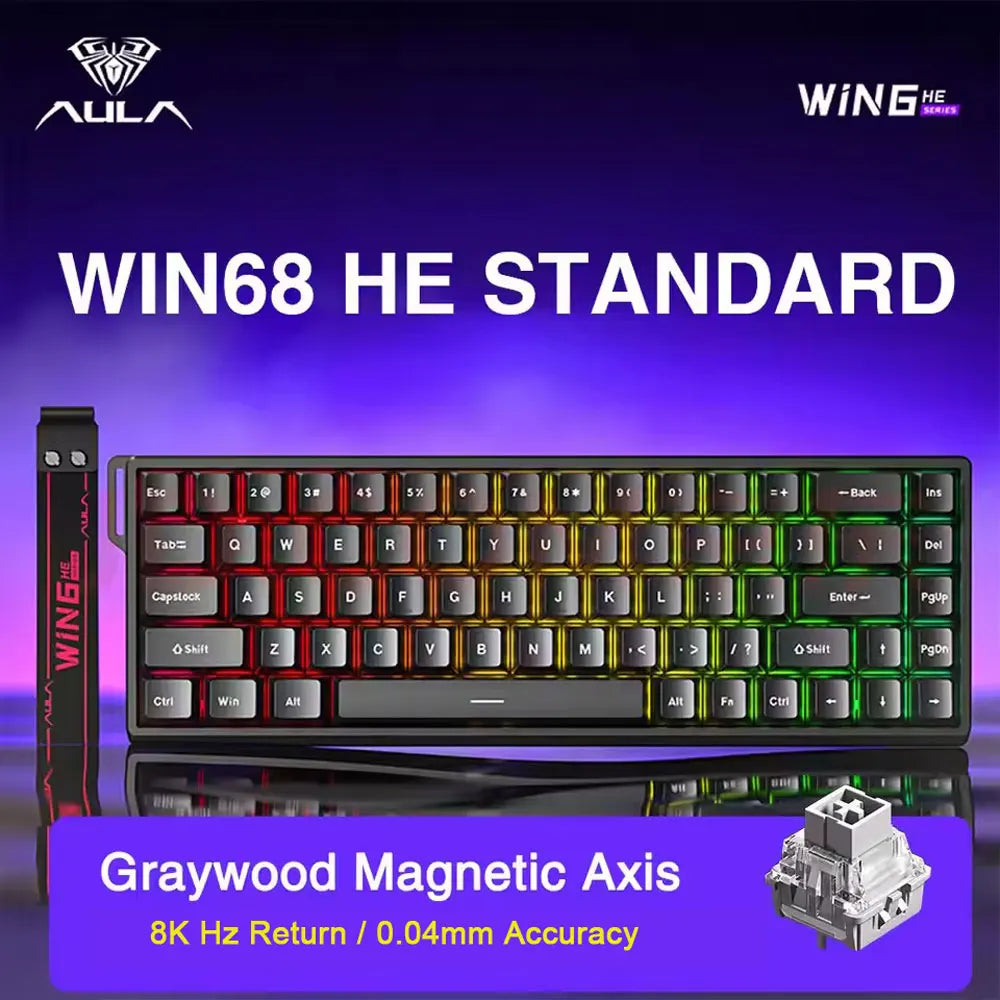 R.E.D. Shopping Aula Win68 HE magnetic switch mini gaming keyboard with RGB backlit, wired connection, hot swap keys for PC gaming