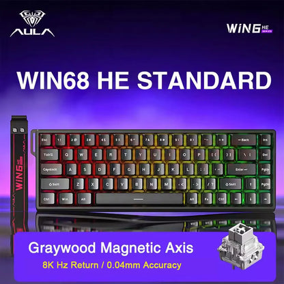 R.E.D. Shopping Aula Win68 HE magnetic switch mini gaming keyboard with RGB backlit, wired connection, hot swap keys for PC gaming