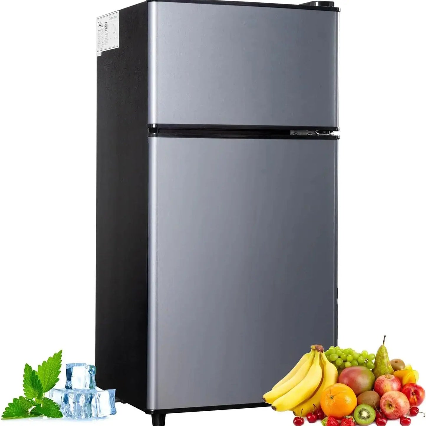 Mini Fridge with Freezer 2.9 Cu.Ft | Double Door, 7-Level Thermostat, Low Noise