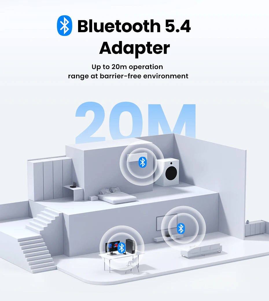 UGREEN USB Bluetooth 5.4 / 6.0 Adapter | Dongle for PC | Keyboard, Mouse & Speaker Support | Model 45134