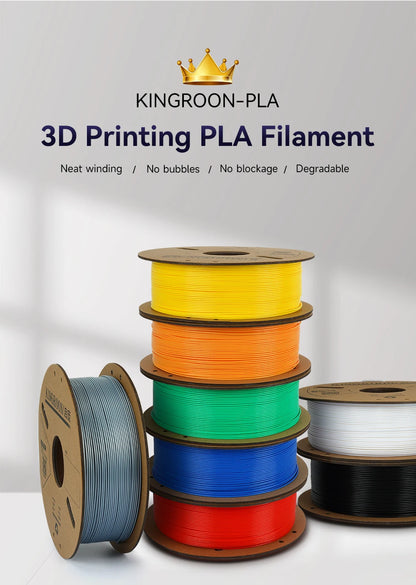 KINGROON PLA Filament 1.75mm – 5 or 10 Rolls, Mixed Colors, No Bubble
