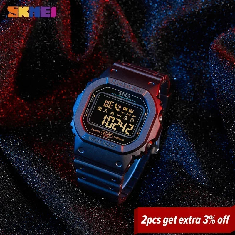 SKMEI 1629 Bluetooth Sport Digital Watch – Pedometer, Calorie Tracker for iPhone, Huawei, Xiaomi