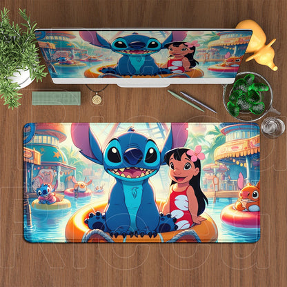 Cute Anime XXL Gaming Mouse Pad – Kawaii Stitch Design, Lock Edge, Non-Slip Rubber
