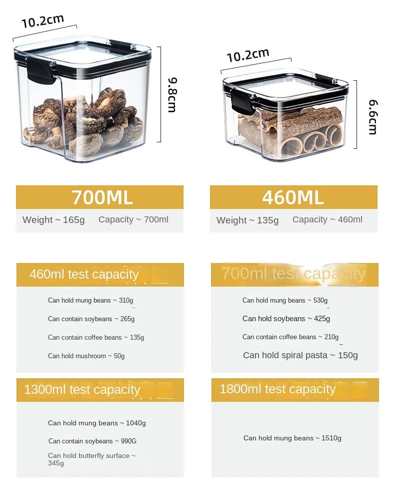 Airtight Kitchen Storage Jars | Moisture-Proof PET Containers 460ml–1800ml