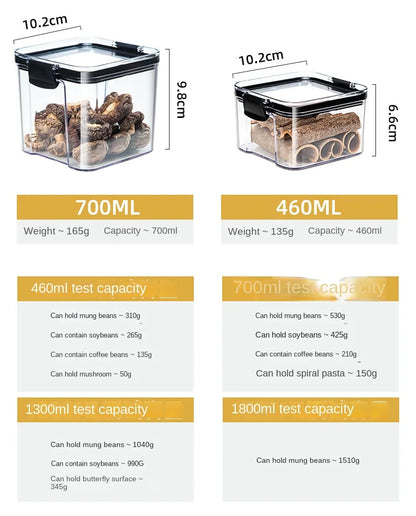 Airtight Kitchen Storage Jars | Moisture-Proof PET Containers 460ml–1800ml