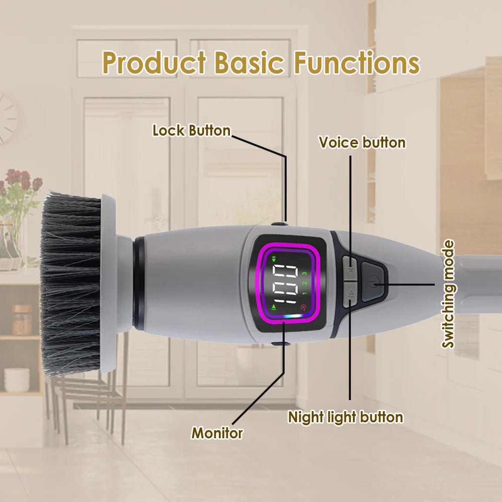 10-in-1 Electric Cleaning Brush | Multifunctional | Bathroom & Toilet | Voice Announcement
