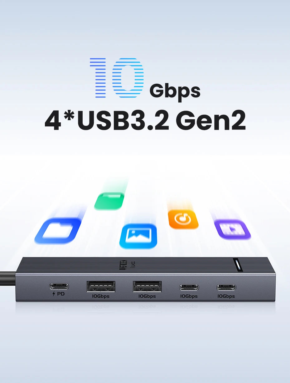 UGREEN USB-C Hub – 10Gbps, 4K60Hz HDMI, PD100W, 6-8 Ports for Laptop, MacBook, iPad