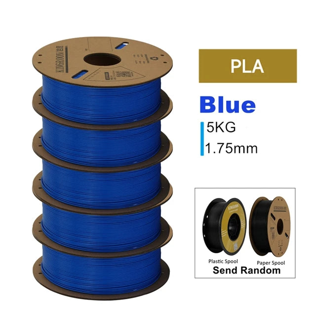 KINGROON 3D Printer Filament Bundle – 5KG, 1.75mm PLA / PETG / TPU / ABS, 5 Rolls, Black / White / Gray