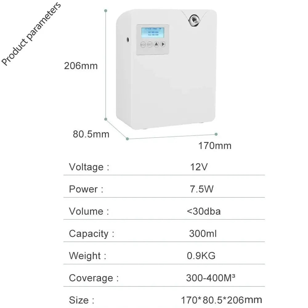 Waterless Aroma Diffuser 300ml — WiFi Control, Essential Oil, Timer Function, Home & Hotel