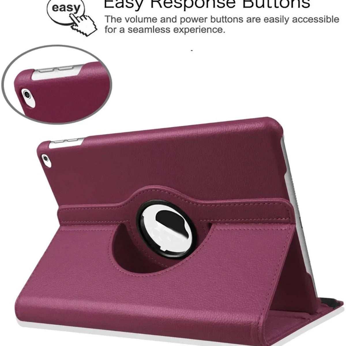 360° Rotating Stand Leather iPad Case – Pro 11"/12.9"/13", Air, Mini, 7th–10th Gen