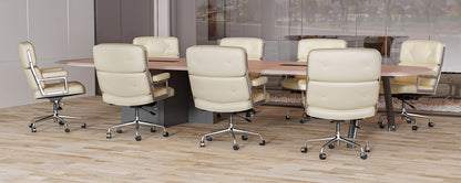 Ergonomic Executive Office Chair – Genuine Leather, Aluminum Arms, Swivel & Wheels