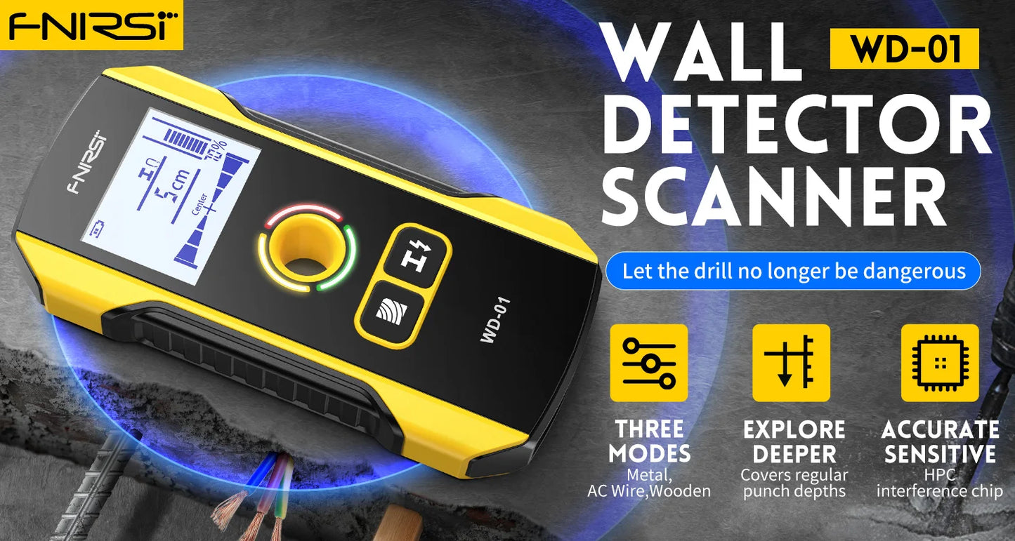 FNIRSI Wall Scanner – Metal Detector for AC Cables, Wires & Wood Studs