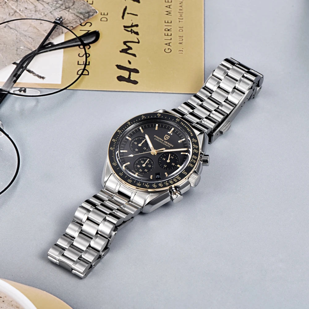 PAGANI DESIGN 1701 V5 Men's Luxury Quartz Chronograph Watch – AR Sapphire Glass, 100M Waterproof