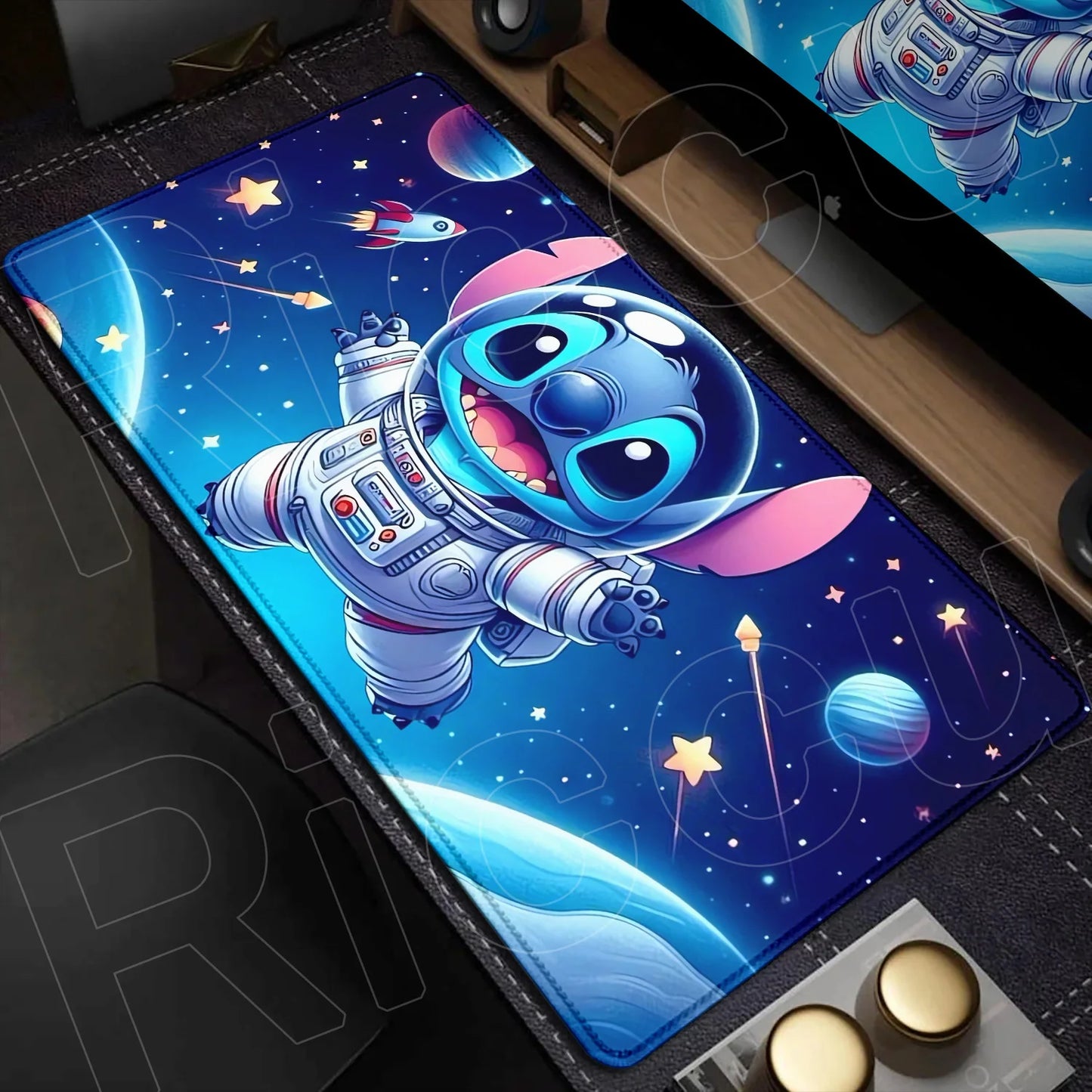Cute Anime XXL Gaming Mouse Pad – Kawaii Stitch Design, Lock Edge, Non-Slip Rubber