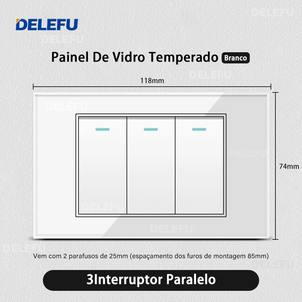 DELEFU Tempered Glass Smart Wall Socket with USB-C | Tuya WiFi | 10A–20A