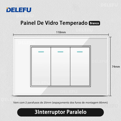 DELEFU Tempered Glass Smart Wall Socket with USB-C | Tuya WiFi | 10A–20A