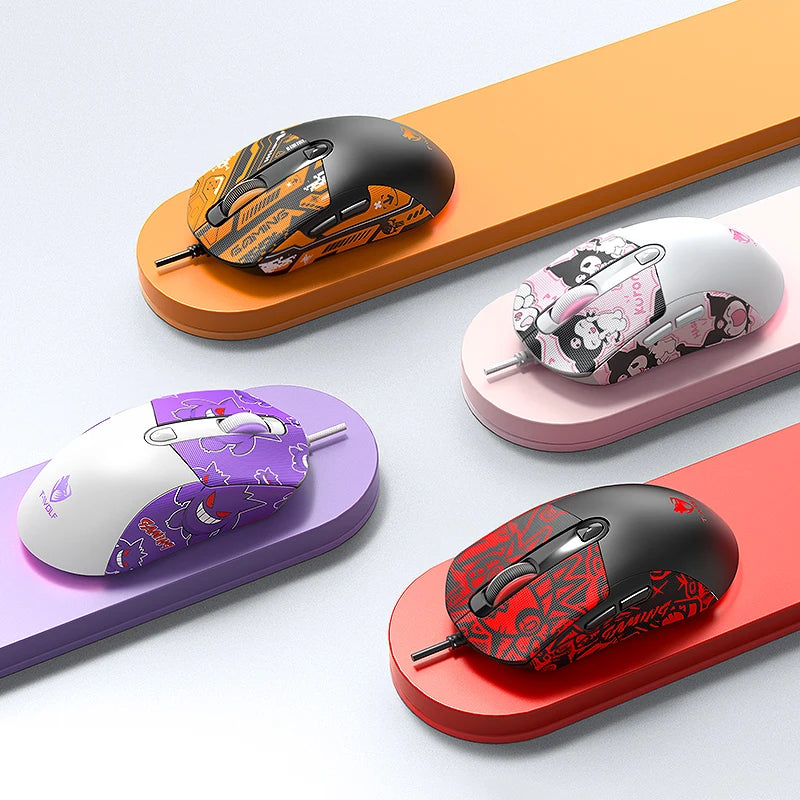 OBAME Cute Wired Gaming Mouse – Anti-Slip Sticker, 6-Key, RGB Backlight, for PC & Laptop